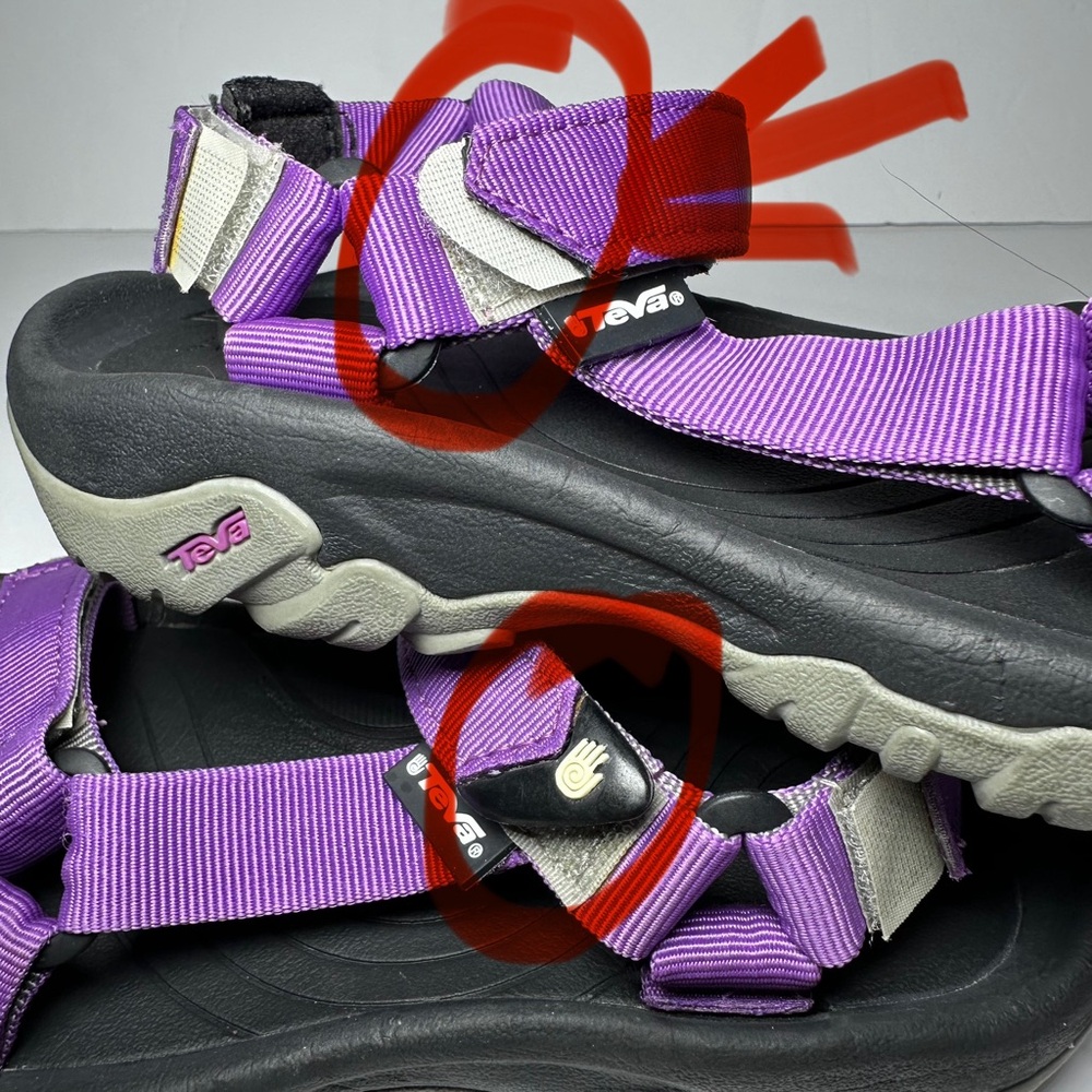 Teva Purple and Gray Strap on Sandals Size Women 6 Youth 5 - Picture 7 of 7